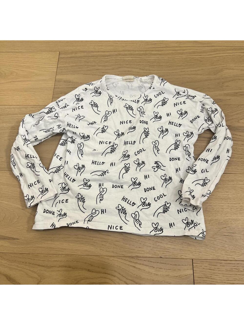 Kids Girls 7Y Zara White Graphic Long Sleeve Shirt